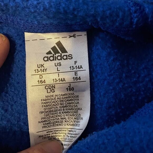Adidas boys blue hoodie size L - Picture 3 of 3